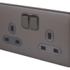 Schneider Electric Lisse Deco 13A 2-Gang DP Switched Plug Socket Mocha Bronze With Black Inserts -British General Shop 863FF P