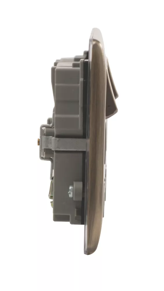 British General Nexus Metal 13A 2-Gang SP Switched Socket + 3.1A 2-Outlet Type A USB Charger Antique Brass With Black Inserts 7 British General Nexus Metal 13A 2-Gang SP Switched Socket + 3.1A 2-Outlet Type A USB Charger Antique Brass With Black Inserts - Image 5