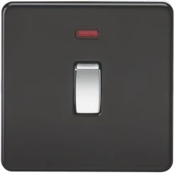 Knightsbridge SF8341NMB 20A 1-Gang DP Control Switch Matt Black With LED
