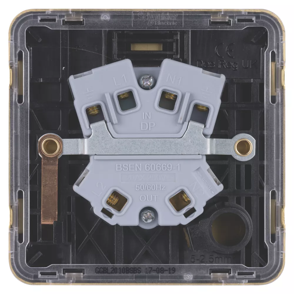 Schneider Electric Lisse Deco 20AX 1-Gang DP Control Switch Satin Brass With Black Inserts 6 Schneider Electric Lisse Deco 20AX 1-Gang DP Control Switch Satin Brass With Black Inserts - Image 4