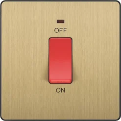 British General Evolve 45A 1-Gang 2-Pole Cooker Switch Satin Brass With LED With Black Inserts 11 British General Evolve 45A 1-Gang 2-Pole Cooker Switch Satin Brass With LED With Black Inserts -British General Shop 866PY A2