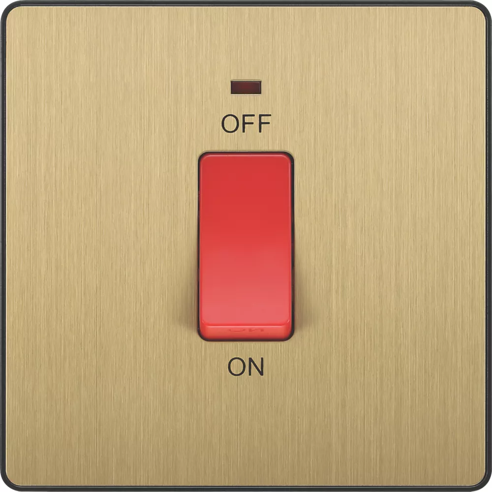 British General Evolve 45A 1-Gang 2-Pole Cooker Switch Satin Brass With LED With Black Inserts 5 British General Evolve 45A 1-Gang 2-Pole Cooker Switch Satin Brass With LED With Black Inserts - Image 3