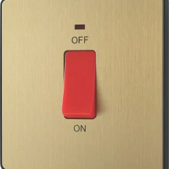 British General Evolve 45A 1-Gang 2-Pole Cooker Switch Satin Brass With LED With Black Inserts 12 British General Evolve 45A 1-Gang 2-Pole Cooker Switch Satin Brass With LED With Black Inserts -British General Shop 866PY A3