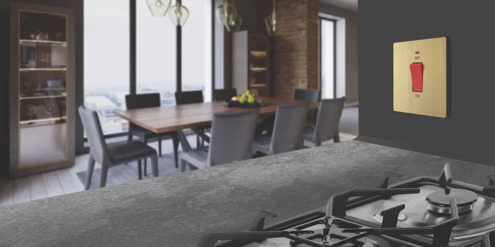 British General Evolve 45A 1-Gang 2-Pole Cooker Switch Satin Brass With LED With Black Inserts 9 British General Evolve 45A 1-Gang 2-Pole Cooker Switch Satin Brass With LED With Black Inserts - Image 7