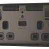 British General Nexus Metal 13A 2-Gang SP Switched Wi-Fi Extender Socket + 2.1A 1-Outlet Type A USB Charger Black Nickel With Black Inserts -British General Shop 867FG P