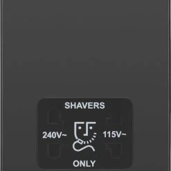British General Evolve 2-Gang Dual Voltage Shaver Socket 115/240V Black With Black Inserts -British General Shop 868RF A2