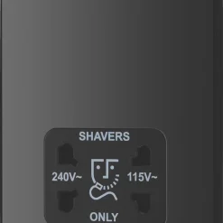 British General Evolve 2-Gang Dual Voltage Shaver Socket 115/240V Black With Black Inserts -British General Shop 868RF A3