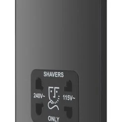 British General Evolve 2-Gang Dual Voltage Shaver Socket 115/240V Black With Black Inserts