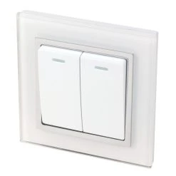 Retrotouch Crystal 10A 2-Gang 2-Way Light Switch White Glass