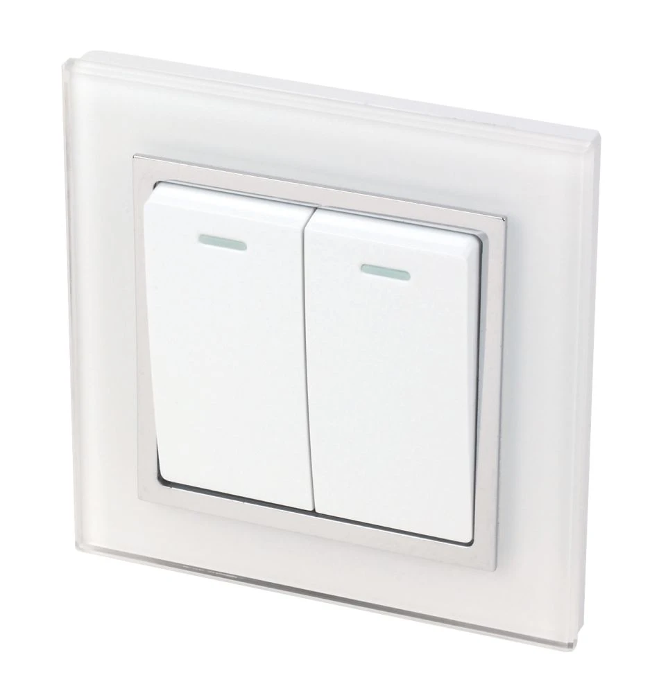 Retrotouch Crystal 10A 2-Gang 2-Way Light Switch White Glass 3 Retrotouch Crystal 10A 2-Gang 2-Way Light Switch White Glass
