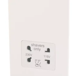 Varilight 2-Gang Dual Voltage Shaver Socket 115 / 230V Ice White With White Inserts
