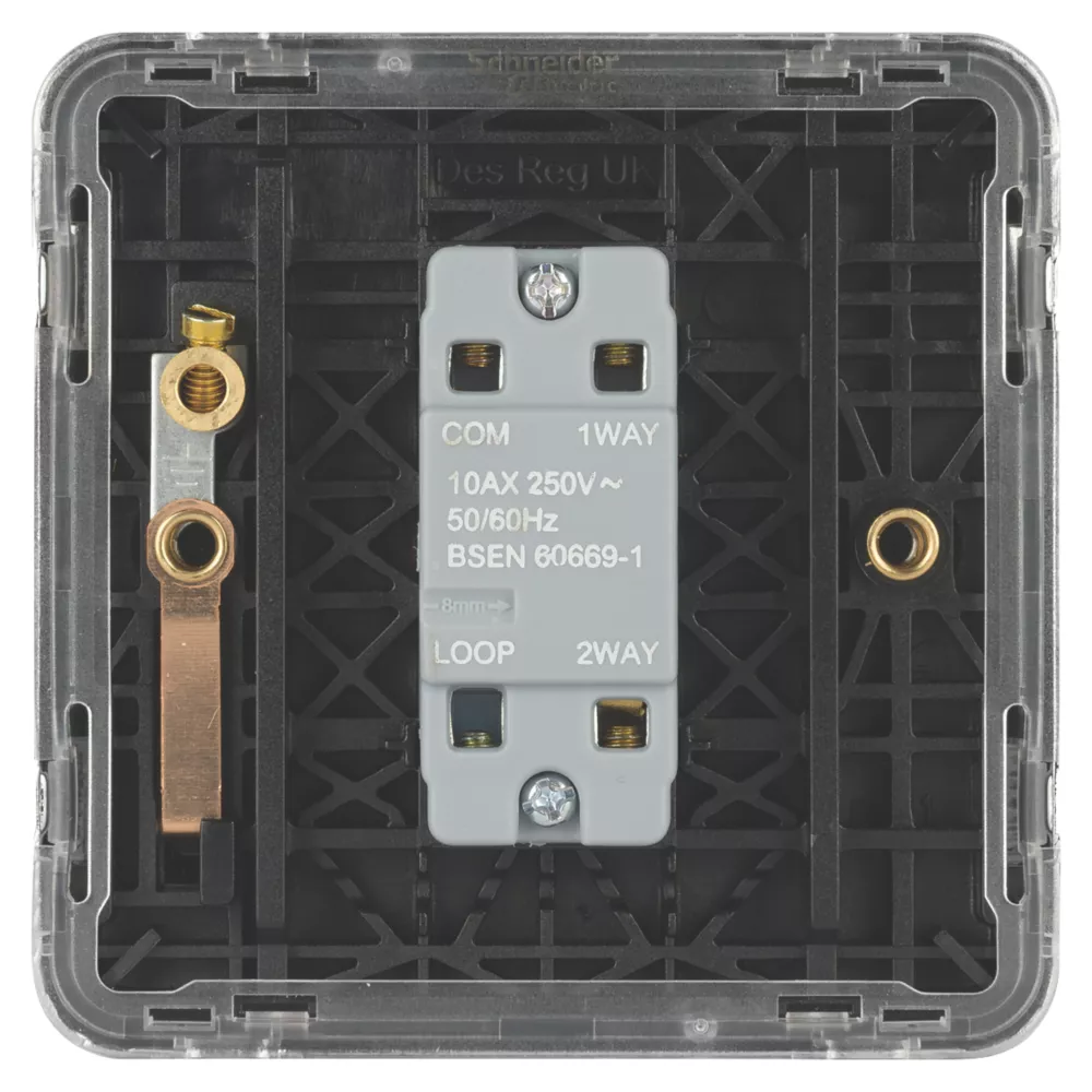 Schneider Electric Lisse Deco 10AX 1-Gang 2-Way Light Switch Polished Chrome With Black Inserts 6 Schneider Electric Lisse Deco 10AX 1-Gang 2-Way Light Switch Polished Chrome With Black Inserts - Image 4