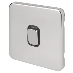 Schneider Electric Lisse Deco 10AX 1-Gang 2-Way Light Switch Polished Chrome With Black Inserts