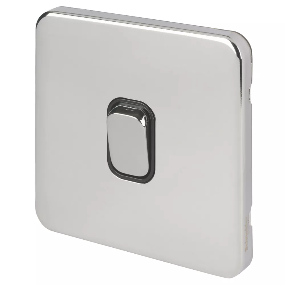 Schneider Electric Lisse Deco 10AX 1-Gang 2-Way Light Switch Polished Chrome With Black Inserts 3 Schneider Electric Lisse Deco 10AX 1-Gang 2-Way Light Switch Polished Chrome With Black Inserts