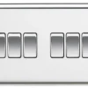 Knightsbridge CL42PC 10AX 6-Gang 2-Way Light Switch Polished Chrome 1 Knightsbridge CL42PC 10AX 6-Gang 2-Way Light Switch Polished Chrome -British General Shop 872VF P