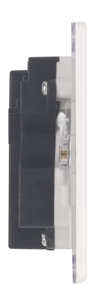 Varilight 13AX 2-Gang Unswitched Socket + 2.1A 2-Outlet Type A USB Charger Ice White With White Inserts 5 Varilight 13AX 2-Gang Unswitched Socket + 2.1A 2-Outlet Type A USB Charger Ice White With White Inserts - Image 3