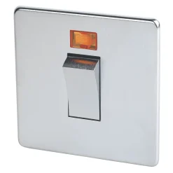 Crabtree Platinum 45A 1-Gang DP Cooker Switch Satin Chrome With Neon