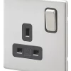 MK Aspect 13A 1-Gang DP Switched Plug Socket Brushed Stainless Steel With Black Inserts 1 MK Aspect 13A 1-Gang DP Switched Plug Socket Brushed Stainless Steel With Black Inserts -British General Shop 873FF P