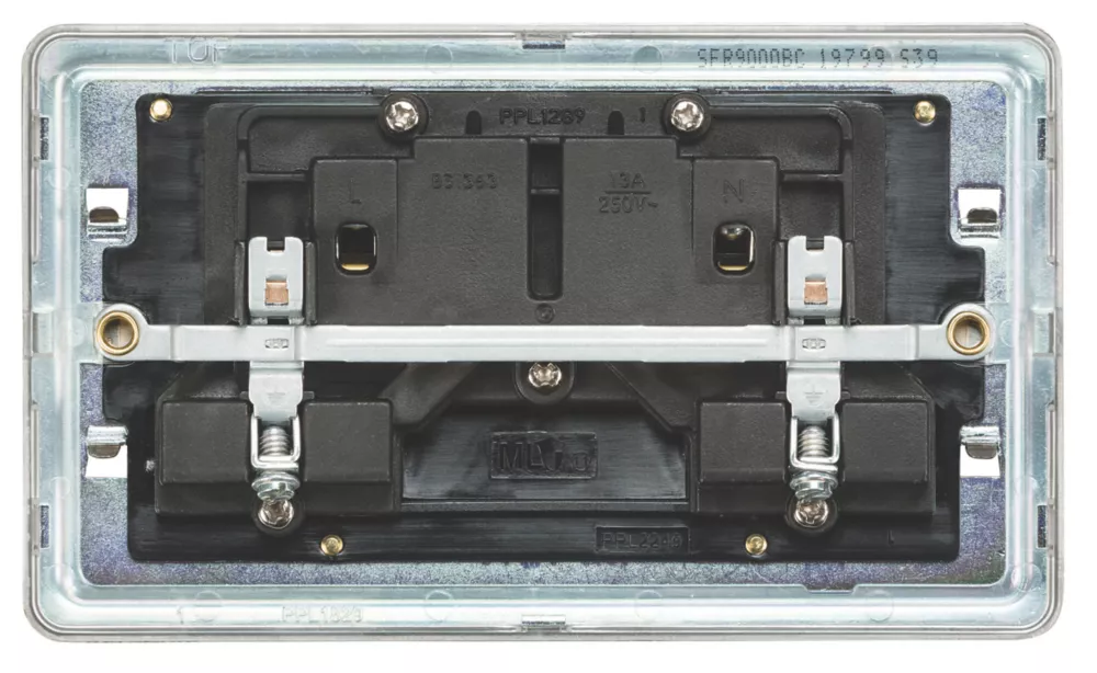 Knightsbridge SFR9000BC 13A 2-Gang DP Switched Double Socket Brushed Chrome With Black Inserts 4 Knightsbridge SFR9000BC 13A 2-Gang DP Switched Double Socket Brushed Chrome With Black Inserts - Image 2