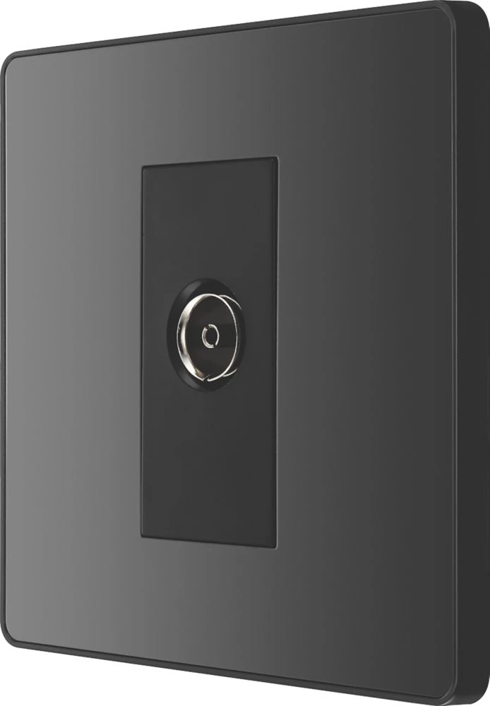 British General Evolve 1-Gang Coaxial TV / FM Socket Black With Black Inserts 3 British General Evolve 1-Gang Coaxial TV / FM Socket Black With Black Inserts