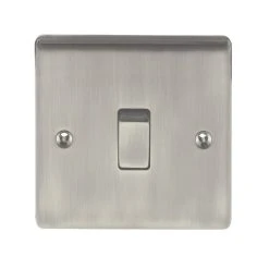 British General Nexus Metal 10AX 1-Gang 2-Way Light Switch Brushed Iridium -British General Shop 87828 A1