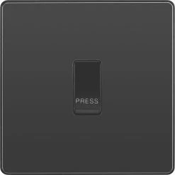 British General Evolve 10A 1-Gang 1-Way Bell Push Switch Black With Black Inserts -British General Shop 878PY A2