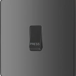 British General Evolve 10A 1-Gang 1-Way Bell Push Switch Black With Black Inserts -British General Shop 878PY A3