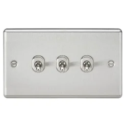 Knightsbridge CLTOG3BC 10AX 3-Gang 2-Way Light Switch Brushed Chrome