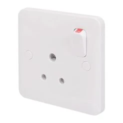Schneider Electric Lisse 5A 1-Gang SP Switched Round Pin Plug Socket White