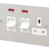MK Edge 45A 1-Gang DP Cooker Switch & 13A DP Switched Socket Brushed Stainless Steel With Neon With White Inserts 1 MK Edge 45A 1-Gang DP Cooker Switch & 13A DP Switched Socket Brushed Stainless Steel With Neon With White Inserts -British General Shop 880FF P