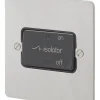 MK Edge 10A 1-Gang 3-Pole Fan Isolator Switch Brushed Stainless Steel With Black Inserts -British General Shop 881FF P