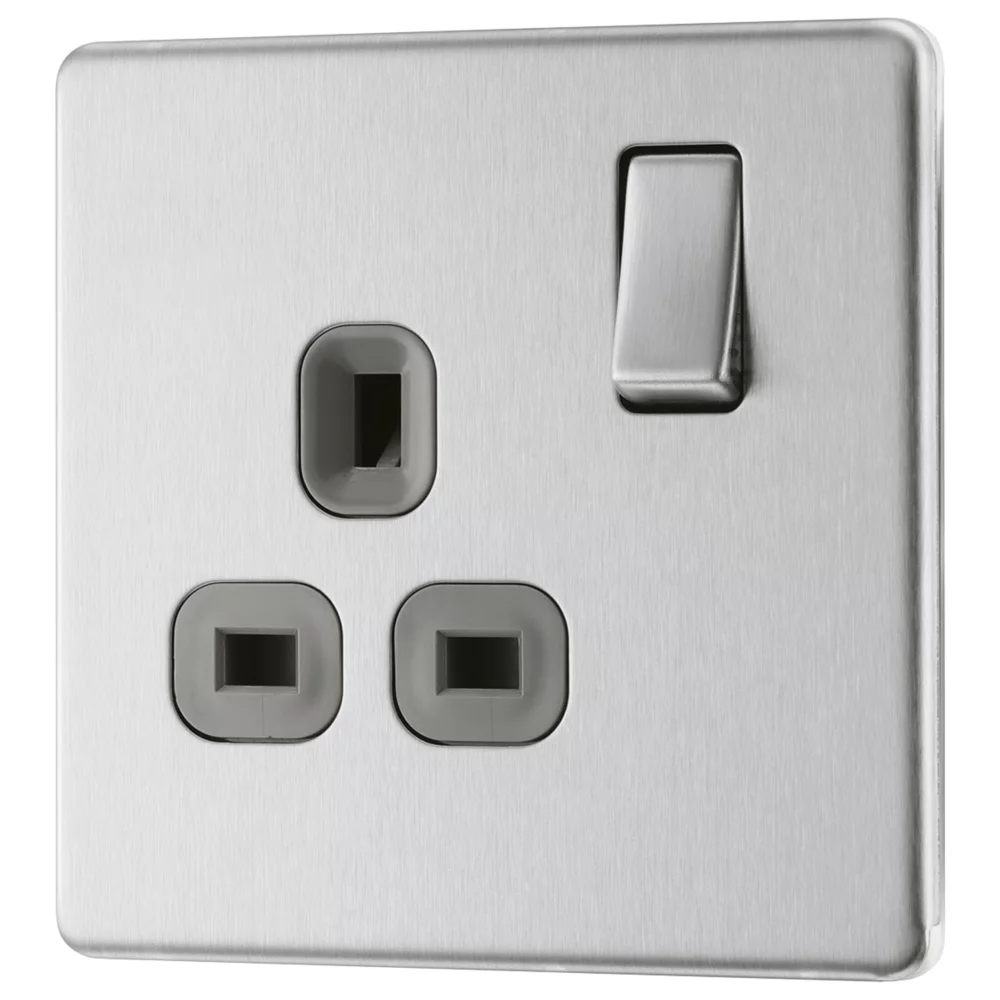 LAP 13A 1-Gang DP Switched Power Socket Brushed Stainless Steel With Graphite Inserts 3 LAP 13A 1-Gang DP Switched Power Socket Brushed Stainless Steel With Graphite Inserts