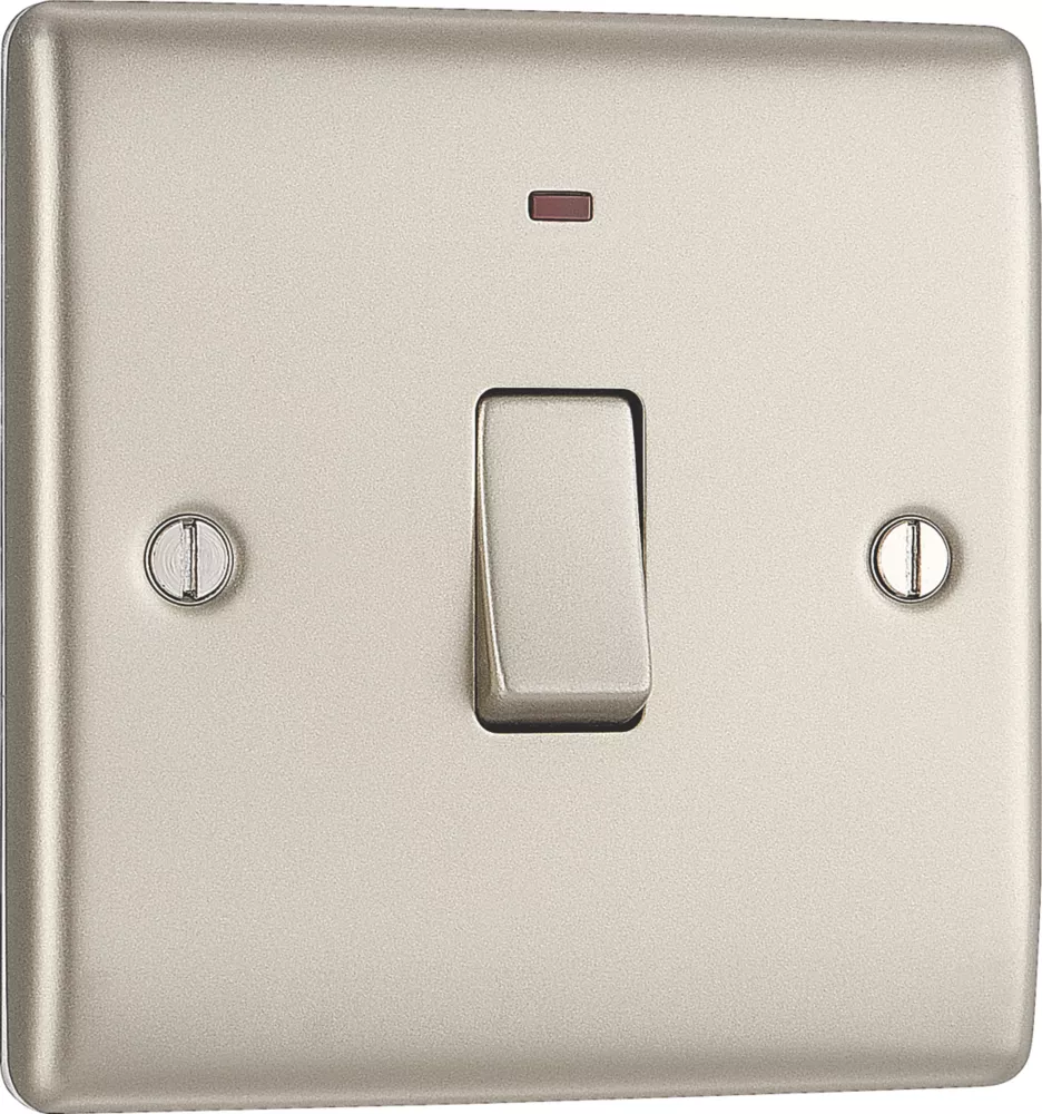 British General Nexus Metal 20A 1-Gang 2-Pole Control Switch Pearl Nickel With LED With Colour-Matched Inserts 4 British General Nexus Metal 20A 1-Gang 2-Pole Control Switch Pearl Nickel With LED With Colour-Matched Inserts - Image 2