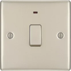 British General Nexus Metal 20A 1-Gang 2-Pole Control Switch Pearl Nickel With LED With Colour-Matched Inserts 12 British General Nexus Metal 20A 1-Gang 2-Pole Control Switch Pearl Nickel With LED With Colour-Matched Inserts -British General Shop 884PY A2