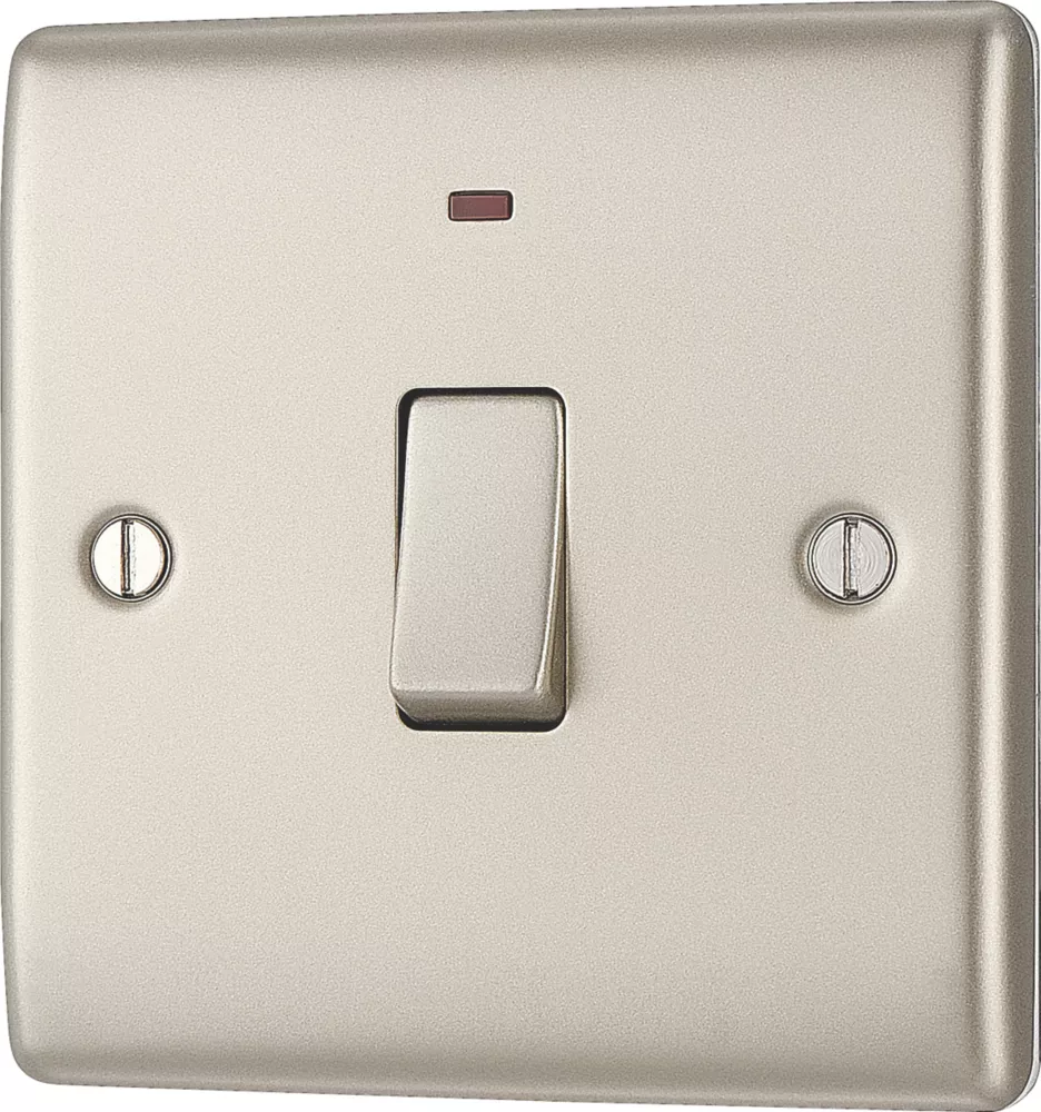 British General Nexus Metal 20A 1-Gang 2-Pole Control Switch Pearl Nickel With LED With Colour-Matched Inserts 6 British General Nexus Metal 20A 1-Gang 2-Pole Control Switch Pearl Nickel With LED With Colour-Matched Inserts - Image 4