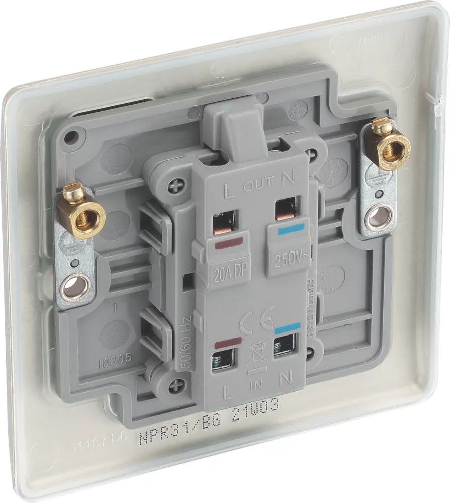 British General Nexus Metal 20A 1-Gang 2-Pole Control Switch Pearl Nickel With LED With Colour-Matched Inserts 7 British General Nexus Metal 20A 1-Gang 2-Pole Control Switch Pearl Nickel With LED With Colour-Matched Inserts - Image 5