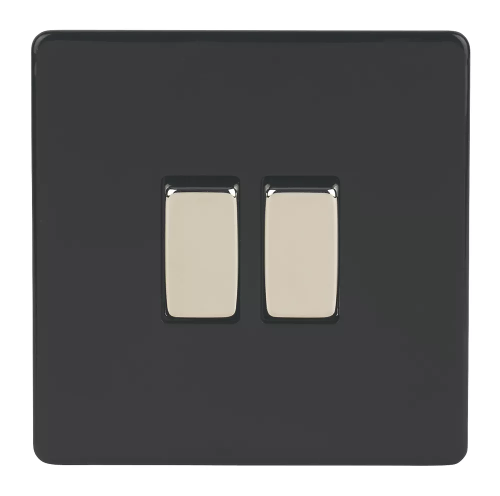 Varilight 10AX 2-Gang 2-Way Light Switch Jet Black 4 Varilight 10AX 2-Gang 2-Way Light Switch Jet Black - Image 2