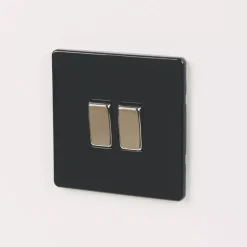 Varilight 10AX 2-Gang 2-Way Light Switch Jet Black 11 Varilight 10AX 2-Gang 2-Way Light Switch Jet Black -British General Shop 88641 A4