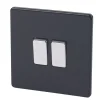 Varilight 10AX 2-Gang 2-Way Light Switch Jet Black