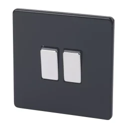Varilight 10AX 2-Gang 2-Way Light Switch Jet Black