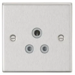 Knightsbridge CS5ABCG 5A 1-Gang Unswitched Socket Brushed Chrome With Colour-Matched Inserts
