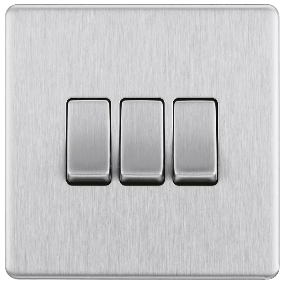 LAP 20A 16AX 3-Gang 2-Way Light Switch Brushed Stainless Steel 4 LAP 20A 16AX 3-Gang 2-Way Light Switch Brushed Stainless Steel - Image 2