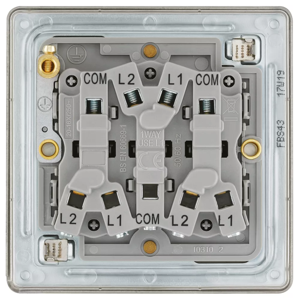 LAP 20A 16AX 3-Gang 2-Way Light Switch Brushed Stainless Steel 6 LAP 20A 16AX 3-Gang 2-Way Light Switch Brushed Stainless Steel - Image 4