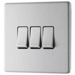 LAP 20A 16AX 3-Gang 2-Way Light Switch Brushed Stainless Steel