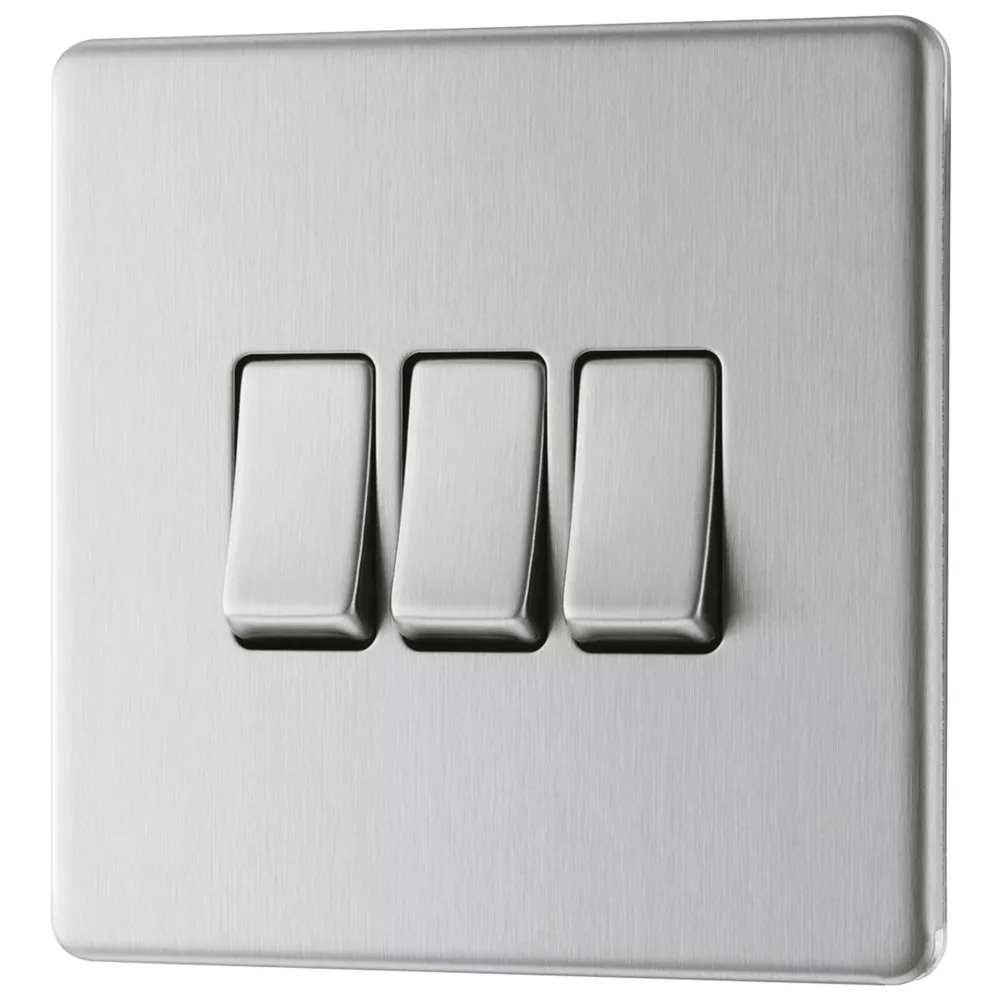 LAP 20A 16AX 3-Gang 2-Way Light Switch Brushed Stainless Steel 3 LAP 20A 16AX 3-Gang 2-Way Light Switch Brushed Stainless Steel