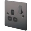 LAP 13A 1-Gang DP Switched Plug Socket Black Nickel With Black Inserts -British General Shop 89353 P