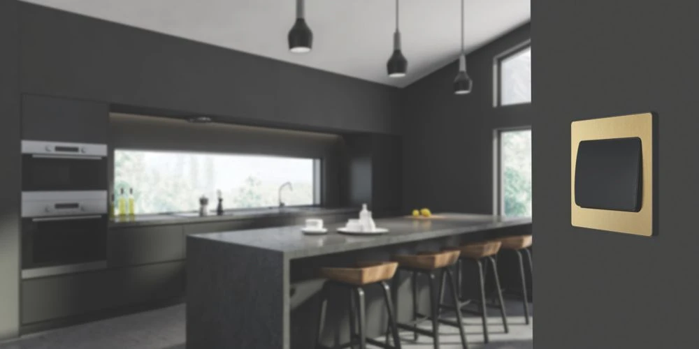 British General Evolve 20 A 16AX 1-Gang 2-Way Wide Rocker Light Switch Satin Brass With Black Inserts 9 British General Evolve 20 A 16AX 1-Gang 2-Way Wide Rocker Light Switch Satin Brass With Black Inserts - Image 7