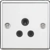 Knightsbridge CL5APC 5A 1-Gang Unswitched Socket Polished Chrome With Black Inserts -British General Shop 893TX P