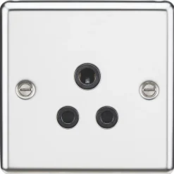 Knightsbridge CL5APC 5A 1-Gang Unswitched Socket Polished Chrome With Black Inserts