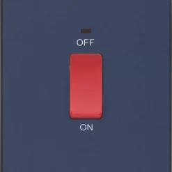 British General Evolve 45A 1-Gang 2-Pole Cooker Switch Blue With LED With Black Inserts -British General Shop 894PY A2